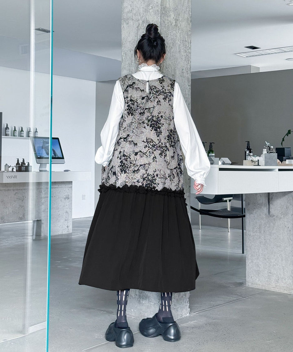 Monotone Tree Jacquard Dress
