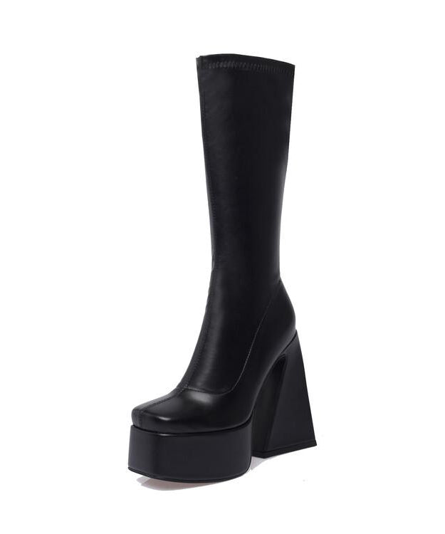 Square Platform High Heel Boots