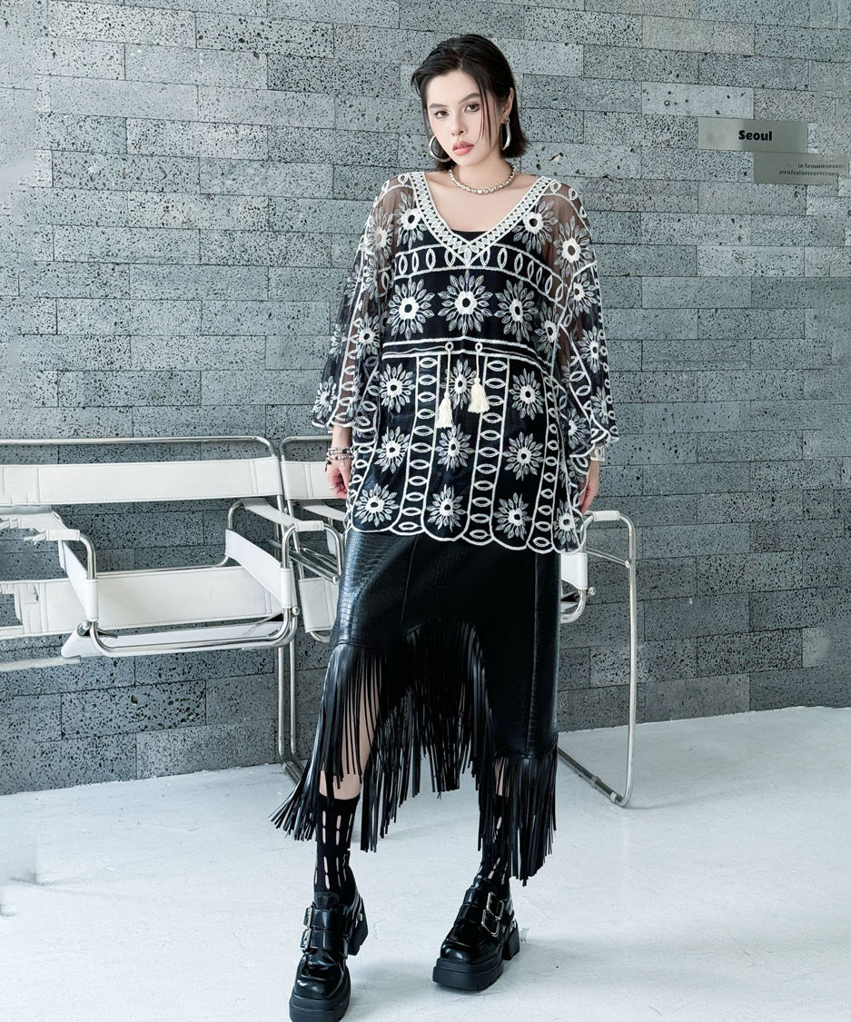 Sheer Bloom Embroidery Top