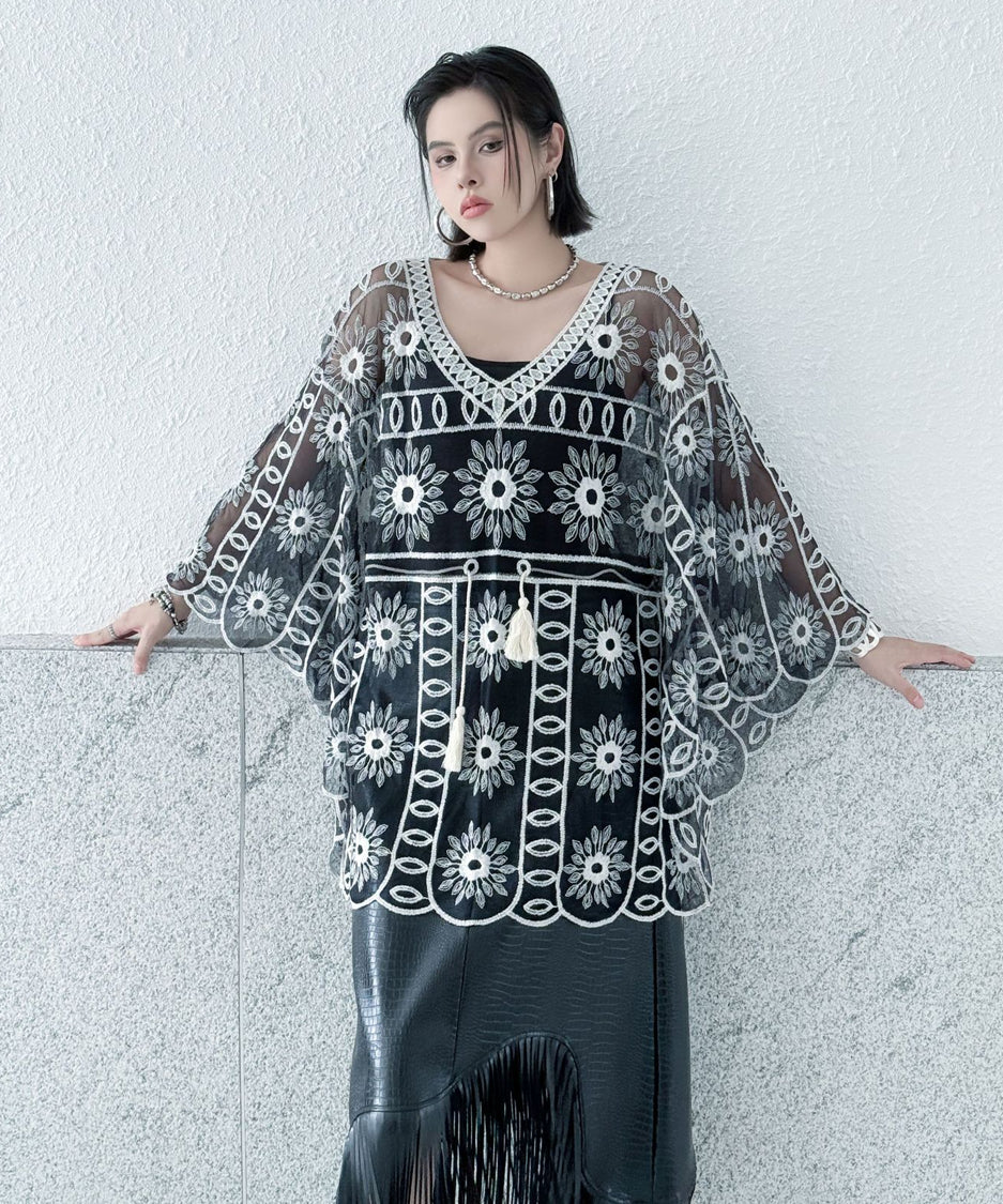 Sheer Bloom Embroidery Top