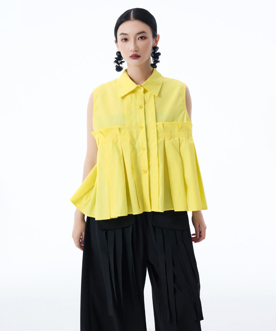 Beltline Pleat Blouse