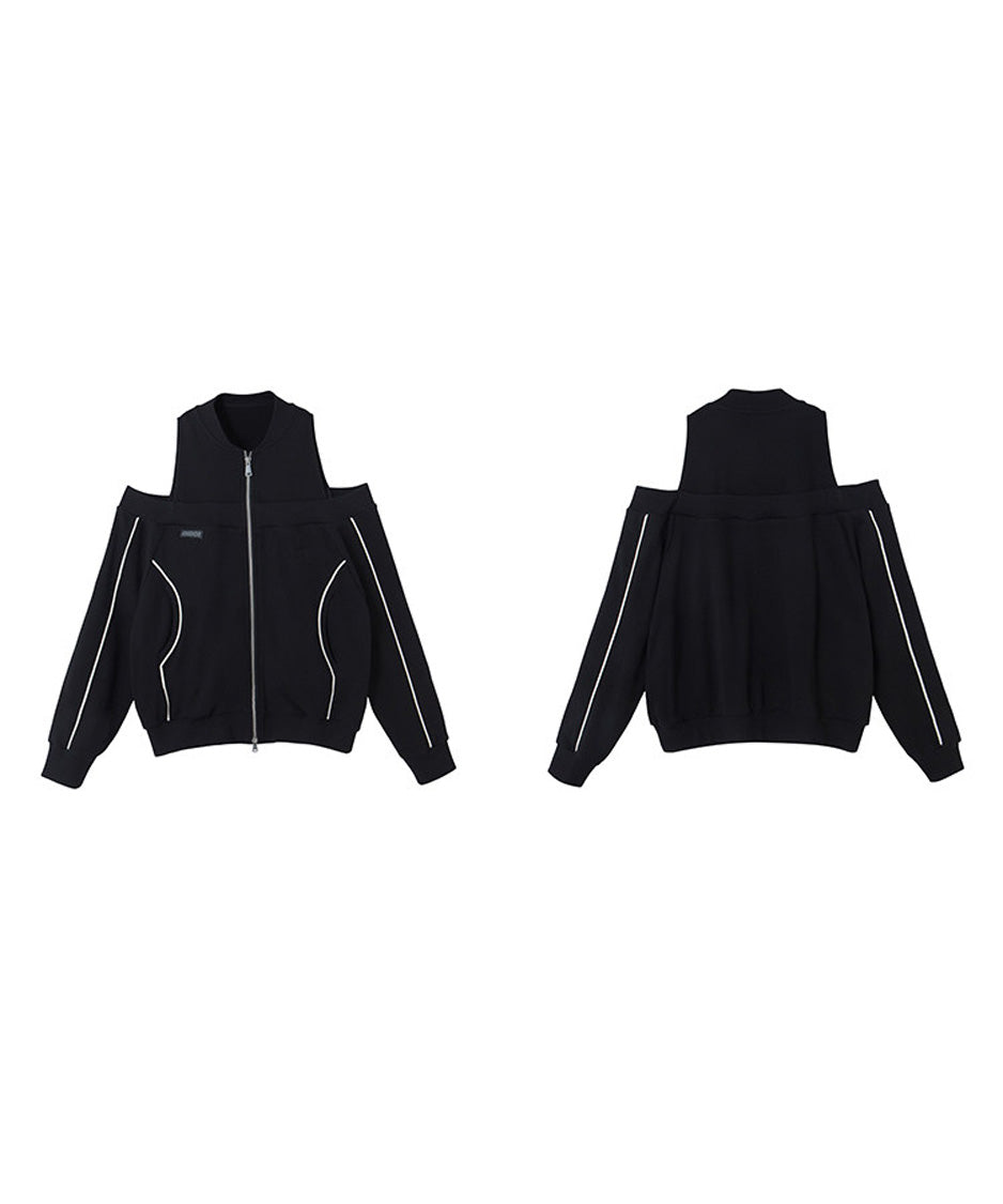 Open Shoulder Zip Top