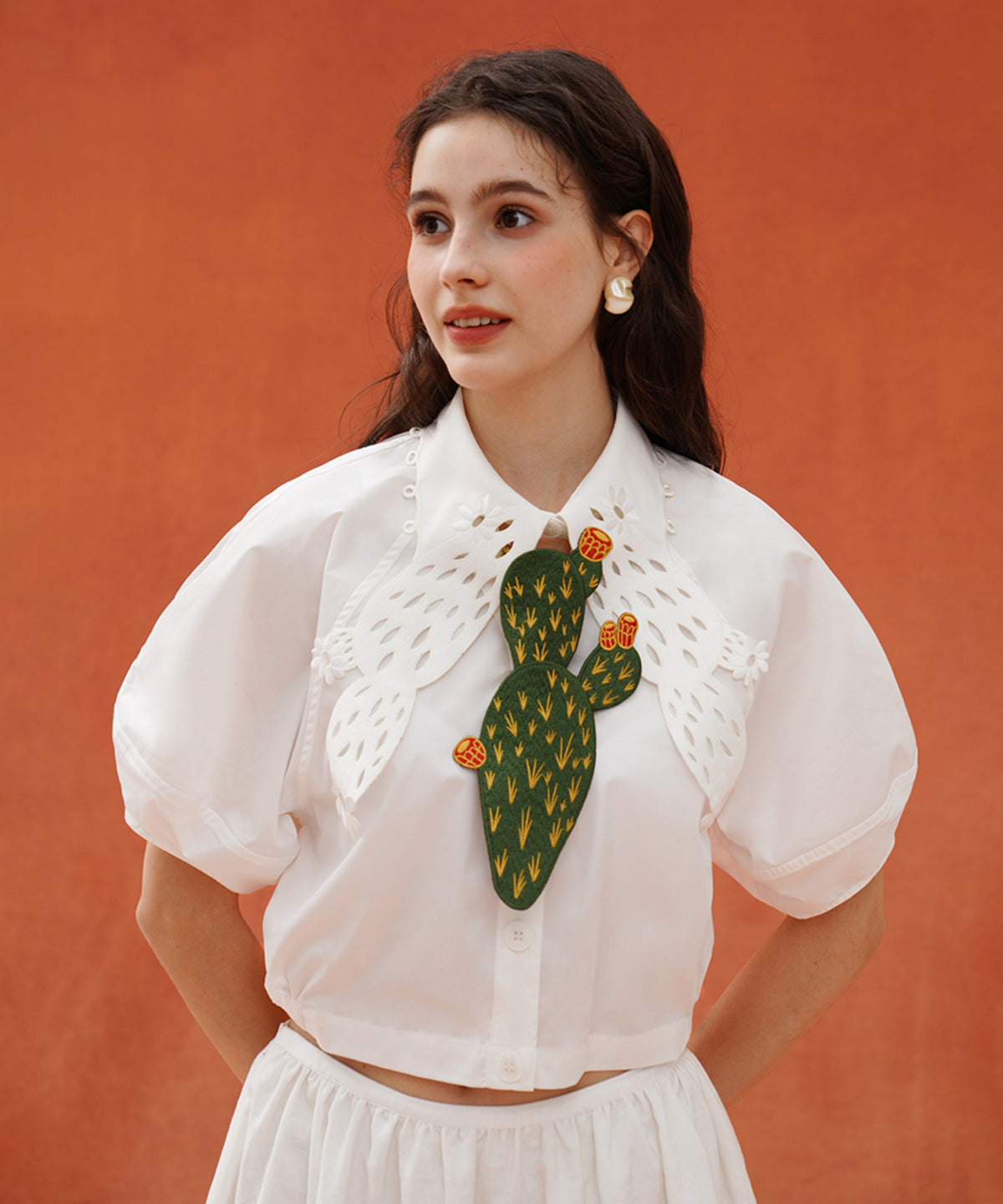 Dark Green Embroidered Cactus Tie
