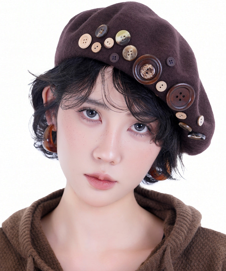 OA-389 Brown button beret