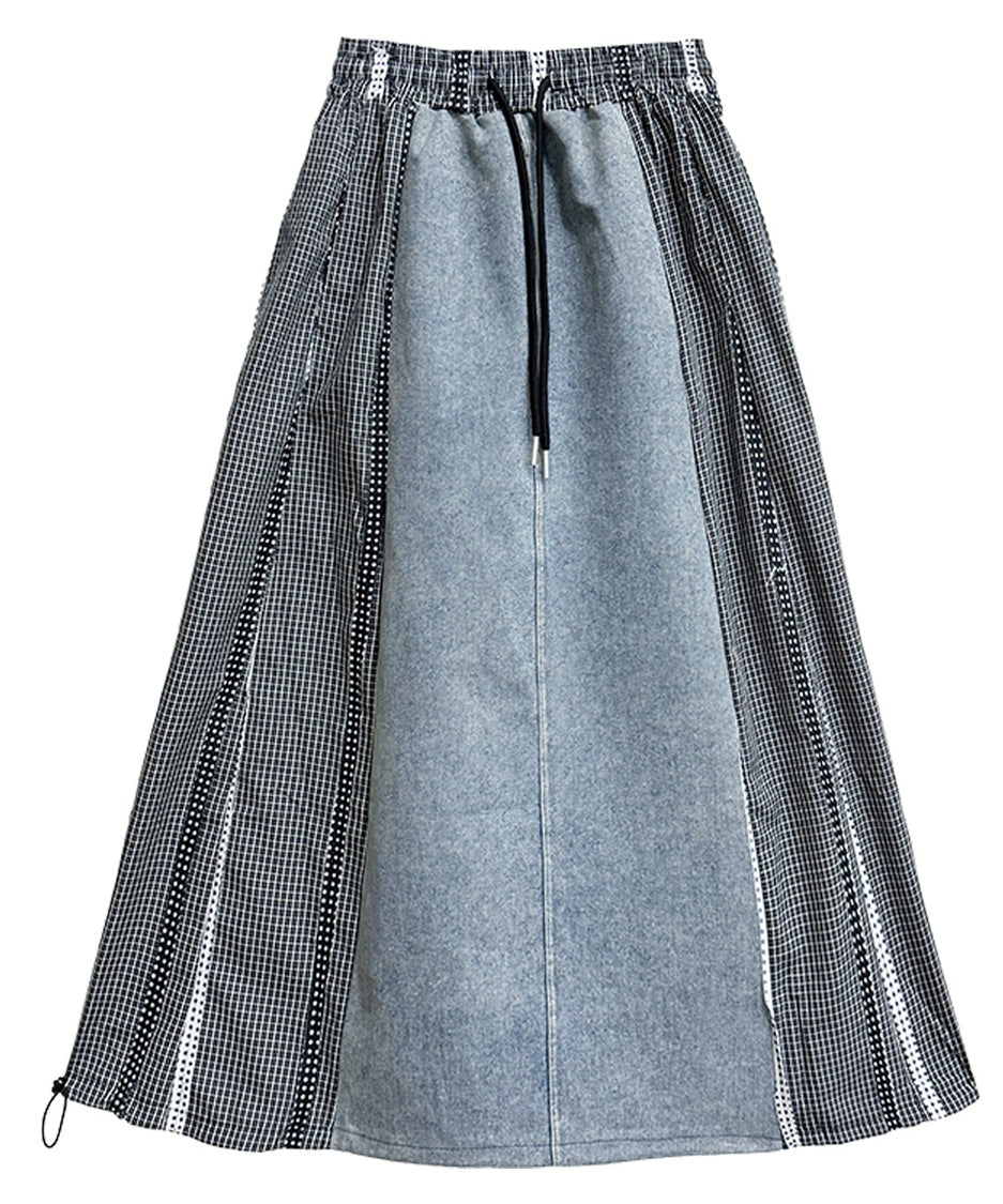 Check Splice Maxi Skirt Black 平置き