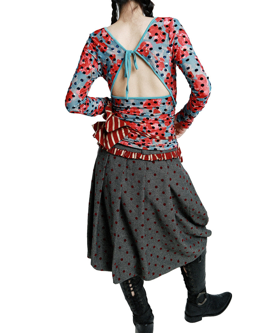 Crimson Dot Cocoon Skirt - 14