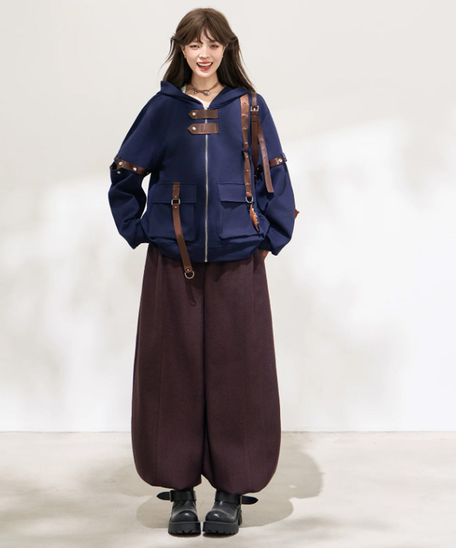Buckle Switch Hoodie 長袖とワイドパンツの正面着用