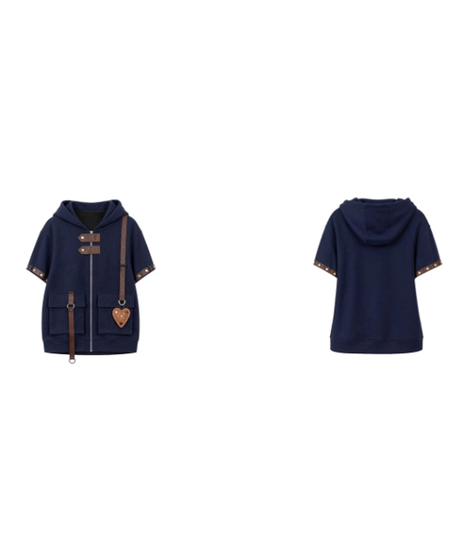 Buckle Switch Hoodie 半袖の平置き正面・背面