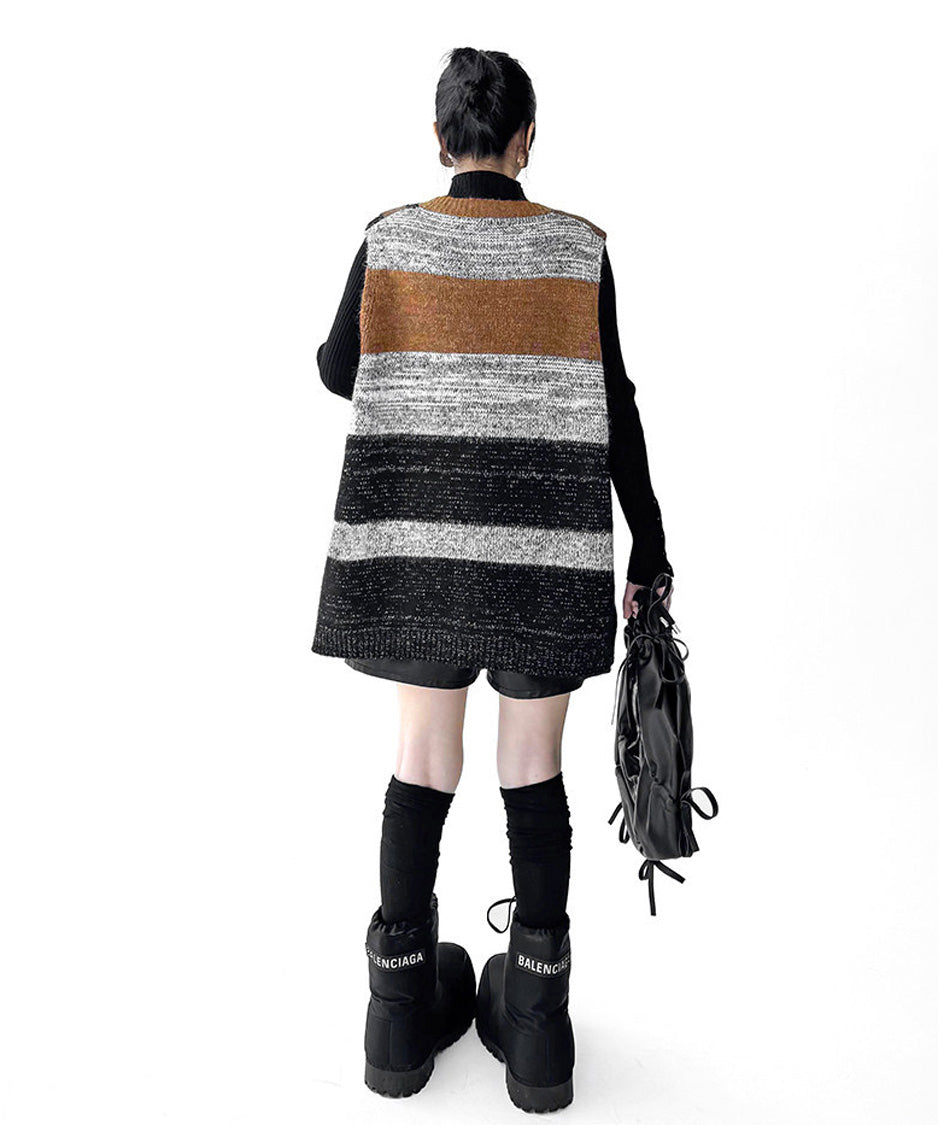 Offset Mosaic Vest Brown 背面