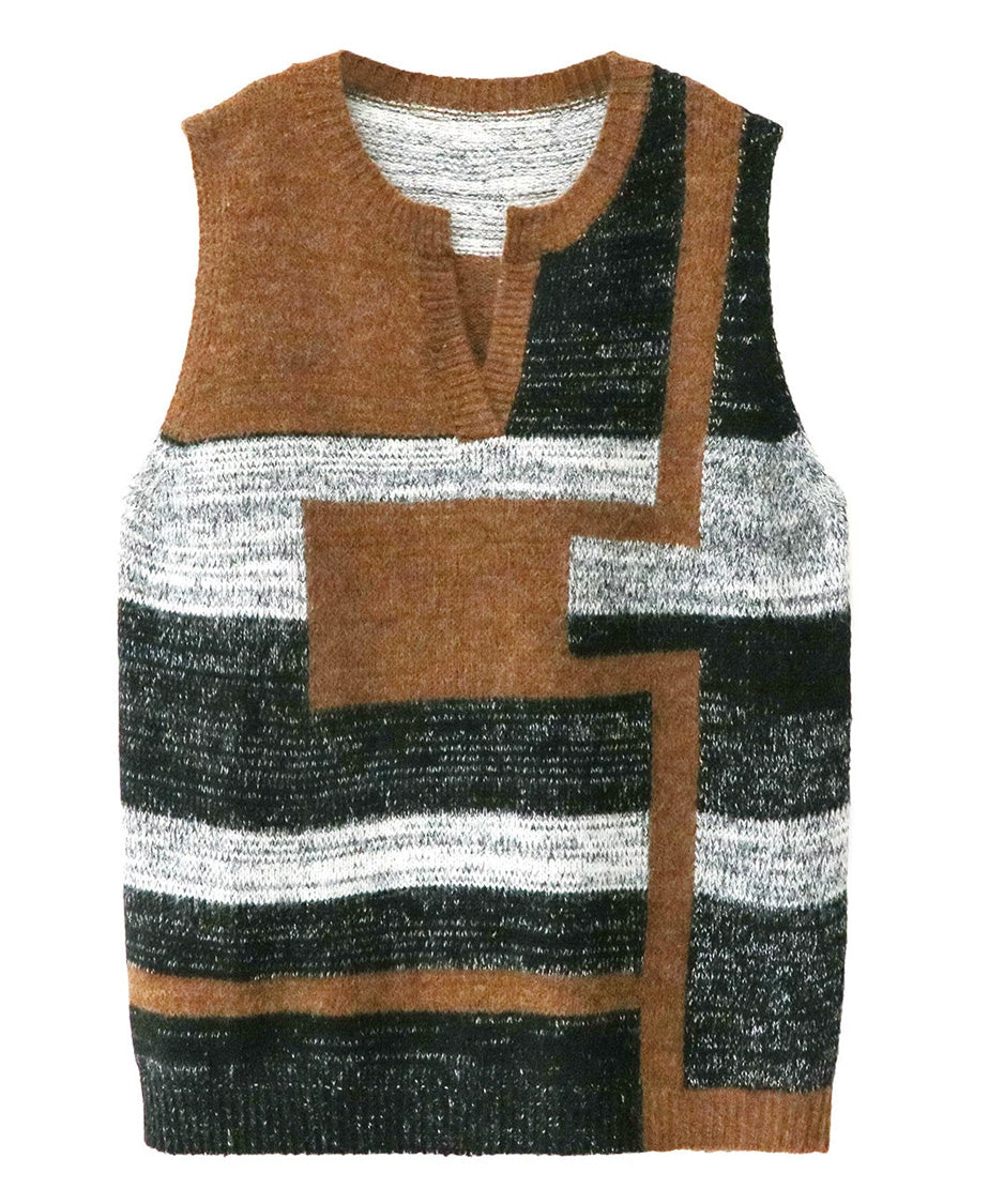 Offset Mosaic Vest Brown 平置き