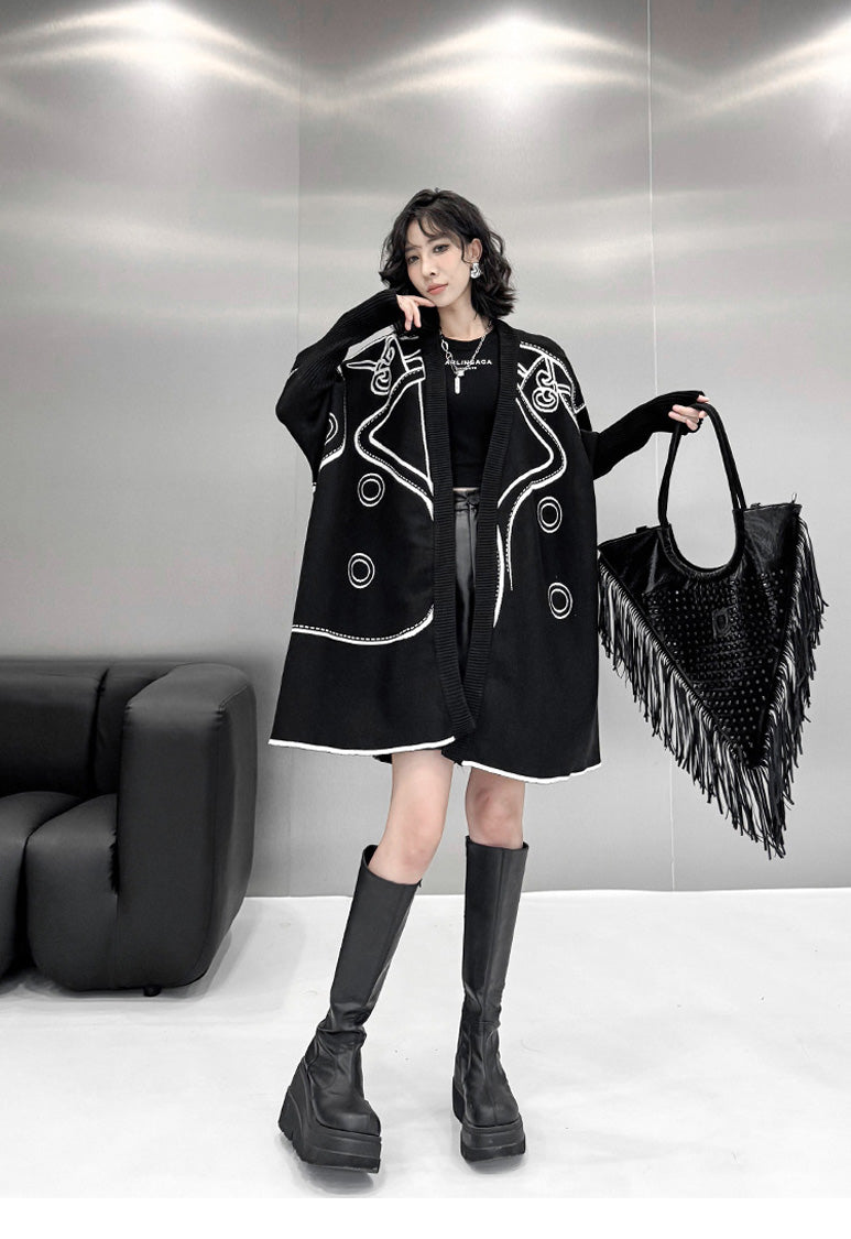 TA-1615 Inkline Cardigan ブラック側 正面 12
