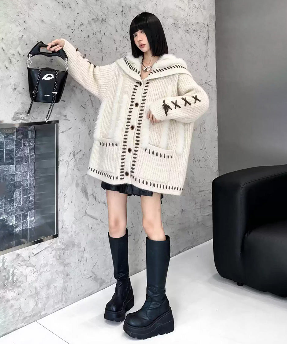 TA-1616 Cordrim Sailor Cardigan 斜めからの着用姿