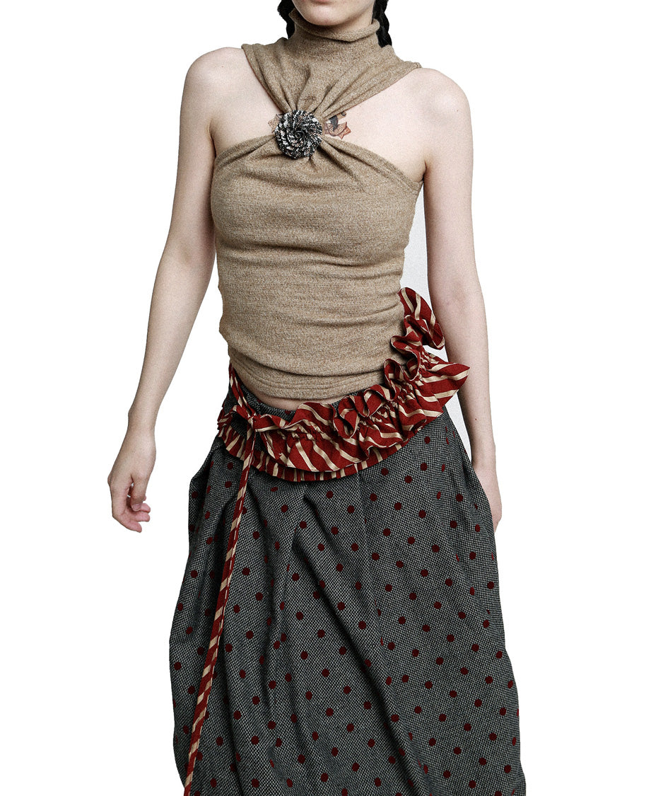 Rose Gathered Top — Beige — 9
