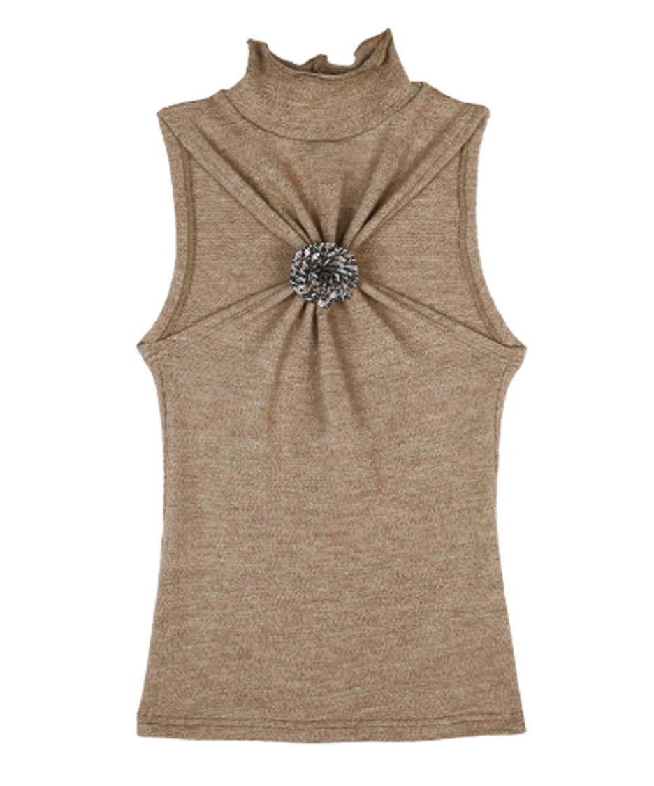 Rose Gathered Top — Beige — 14