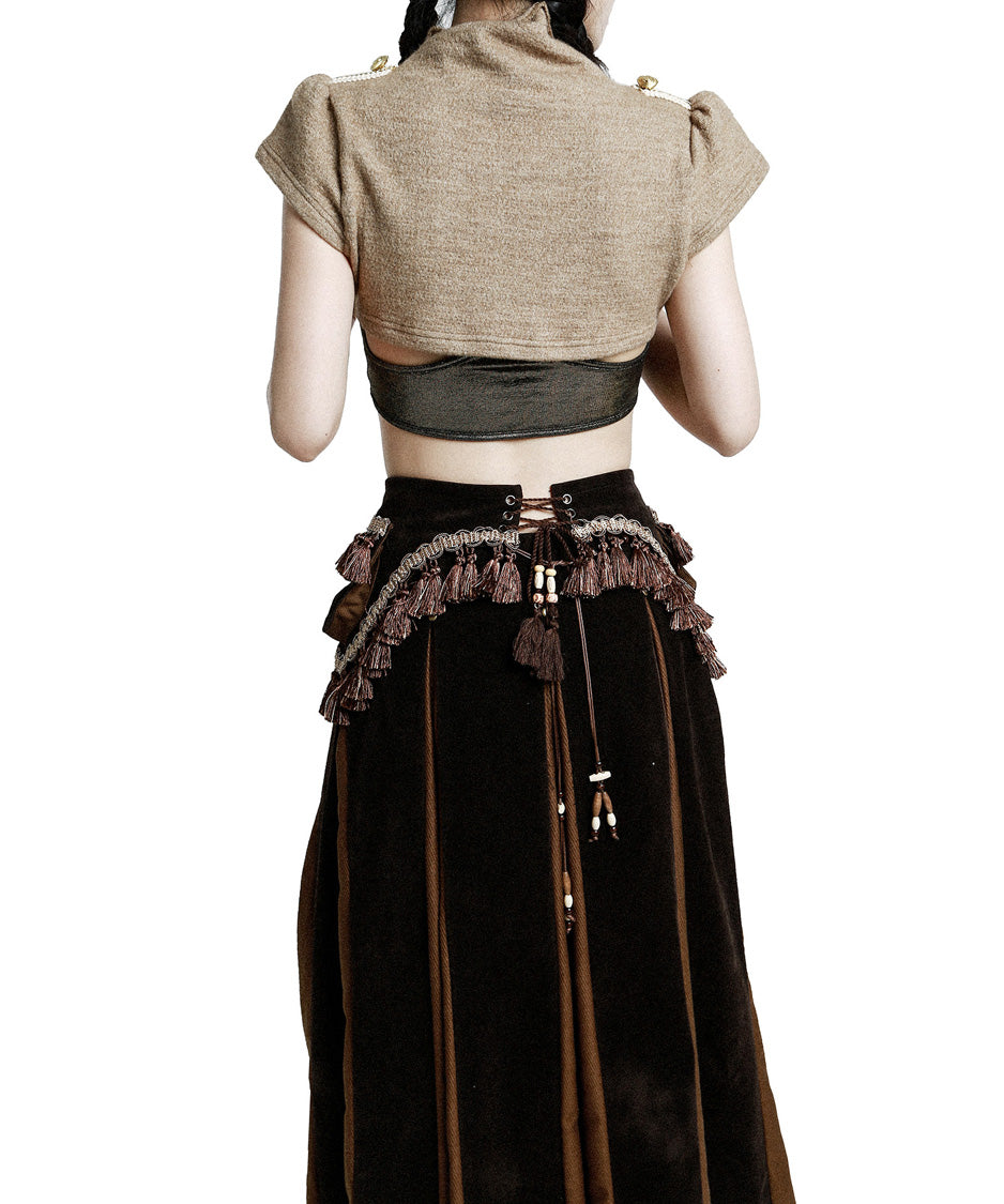 Gilt Braid Crop Top — Beige — 6