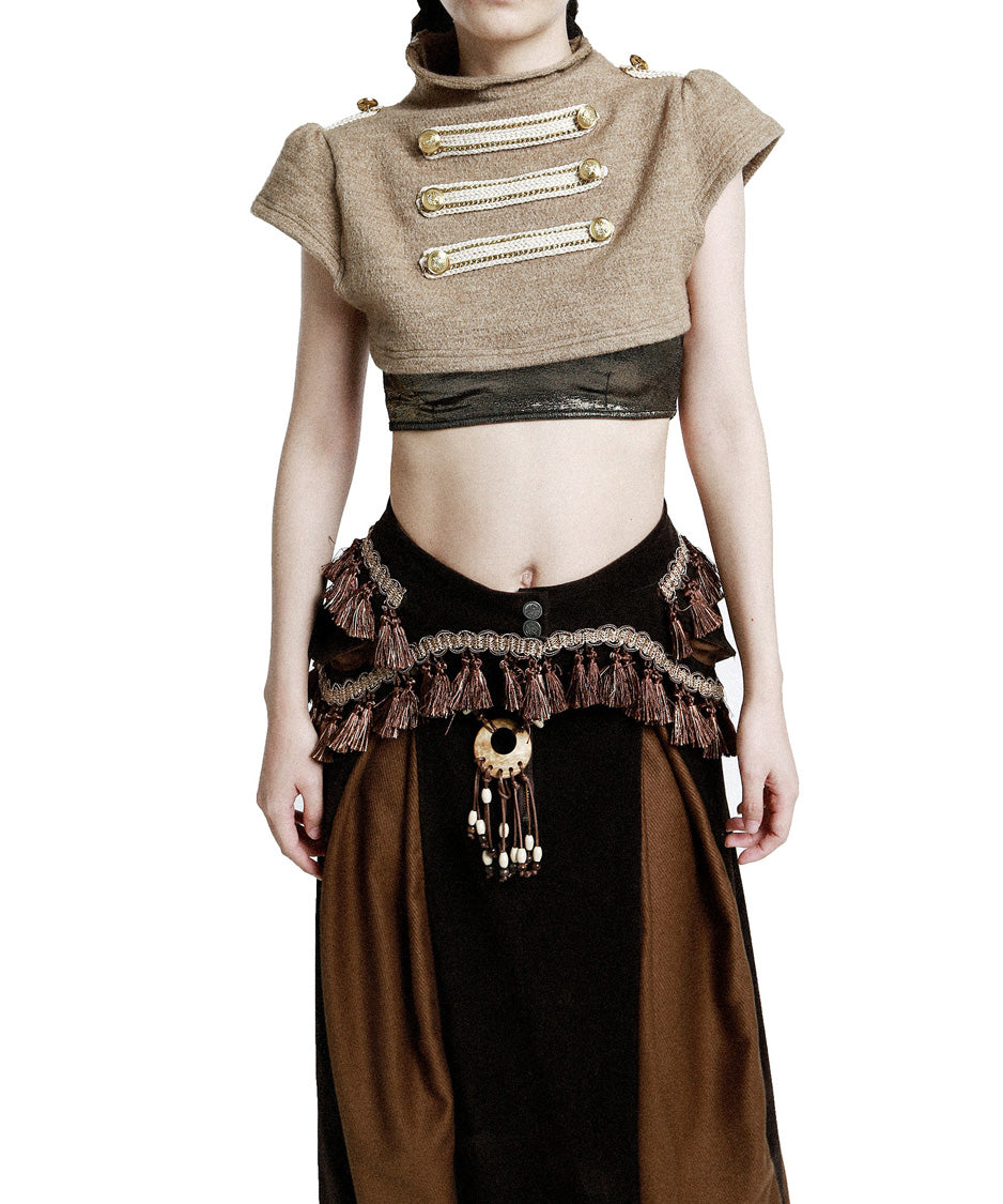 Gilt Braid Crop Top — Beige — 9