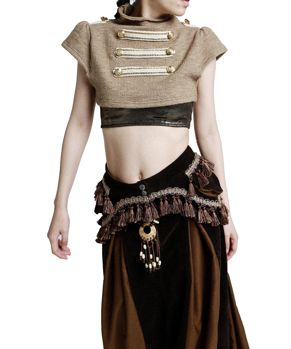Gilt Braid Crop Top — Beige — 10