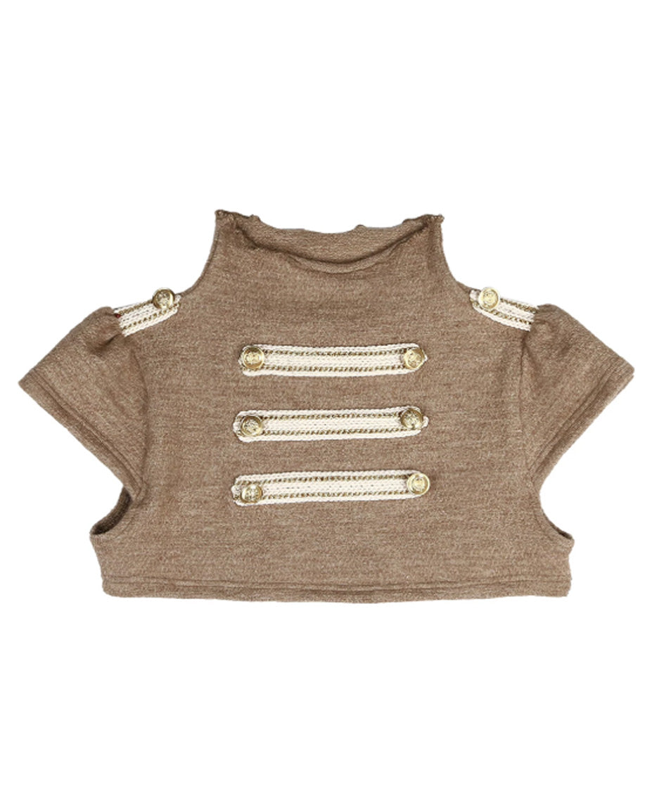 Gilt Braid Crop Top — Beige — 12