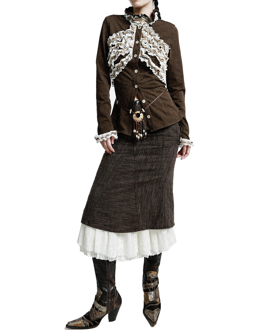 Ivory Cascade Blouse — Brown — 1