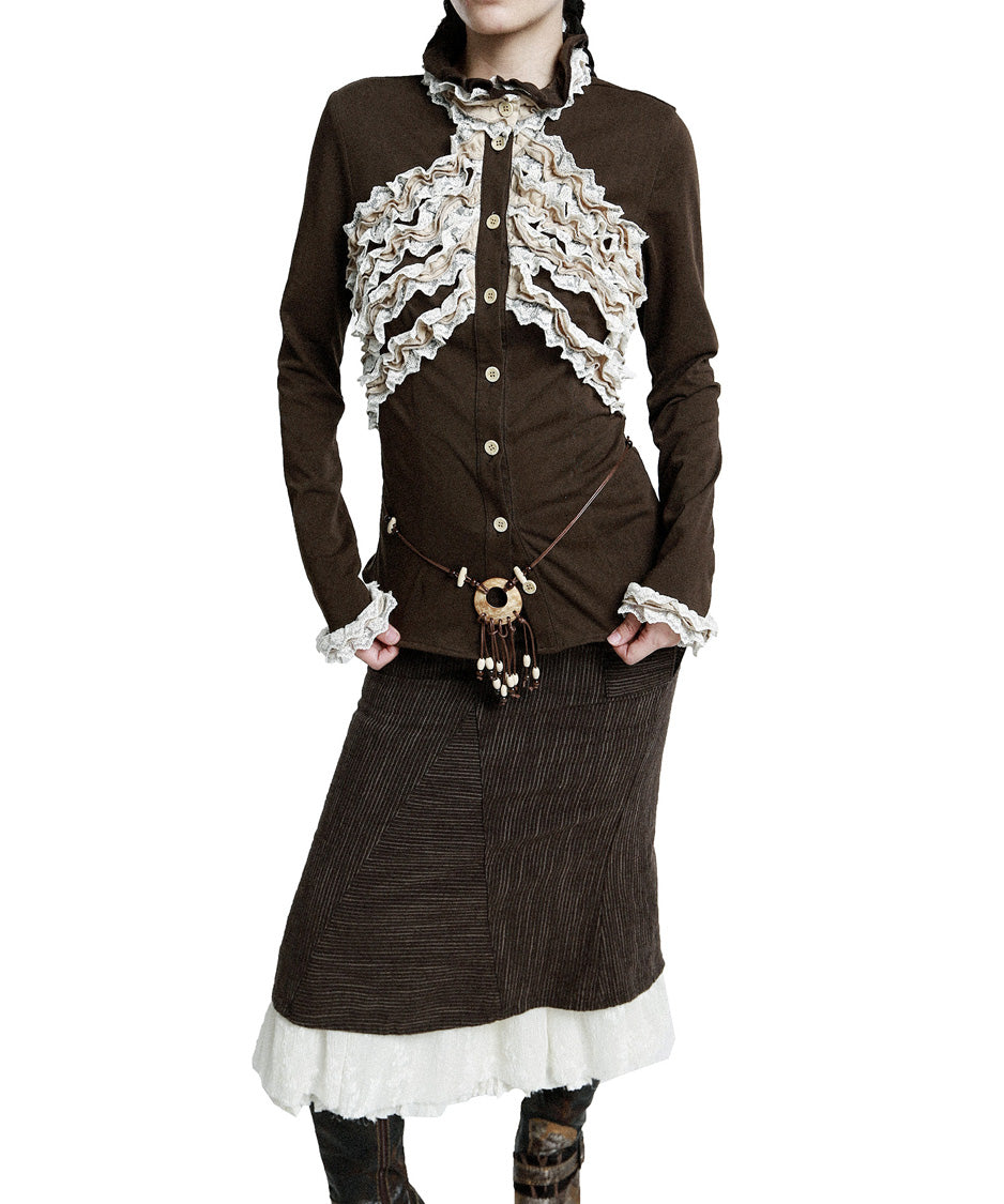 Ivory Cascade Blouse — Brown — 2
