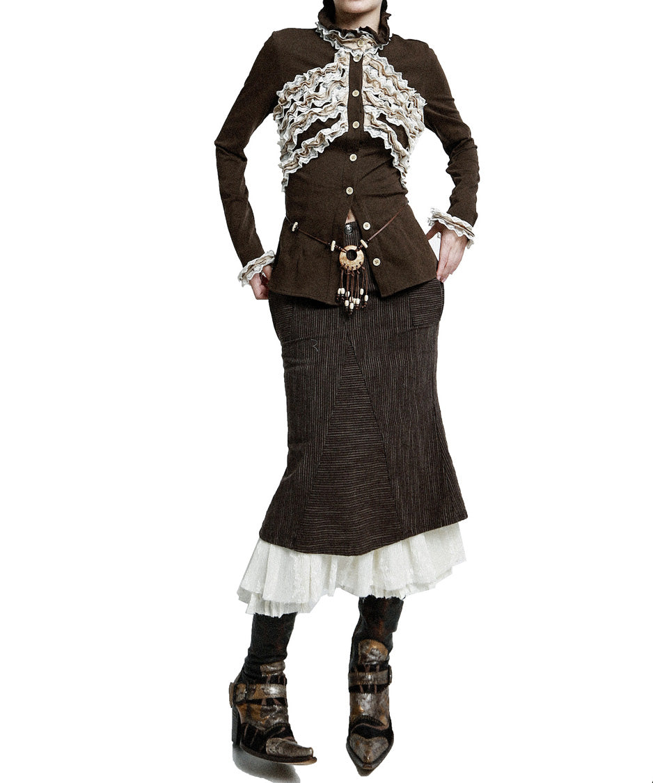Ivory Cascade Blouse — Brown — 3