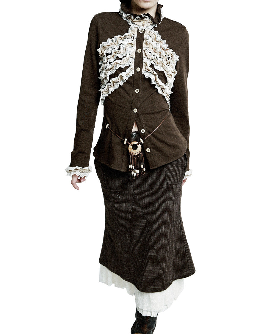 Ivory Cascade Blouse — Brown — 4