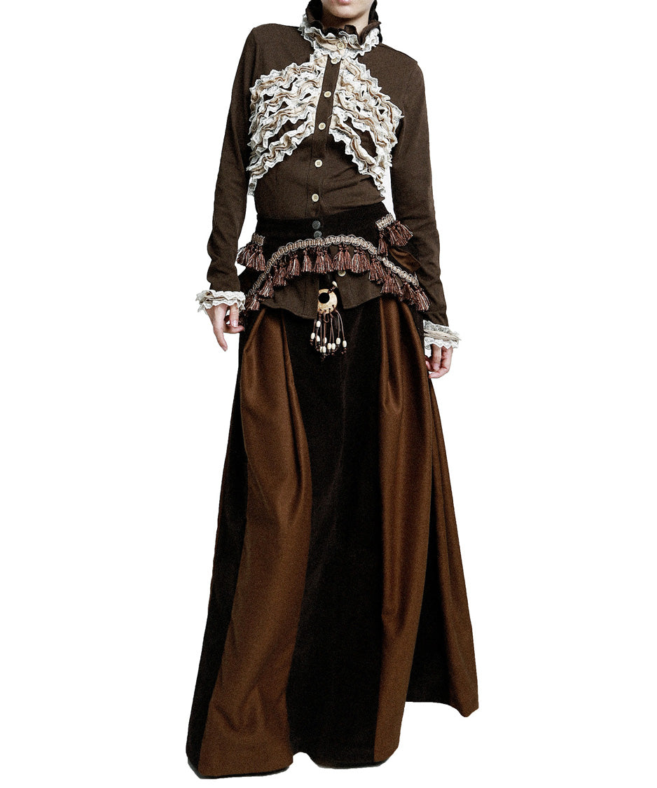 Ivory Cascade Blouse — Brown — 5