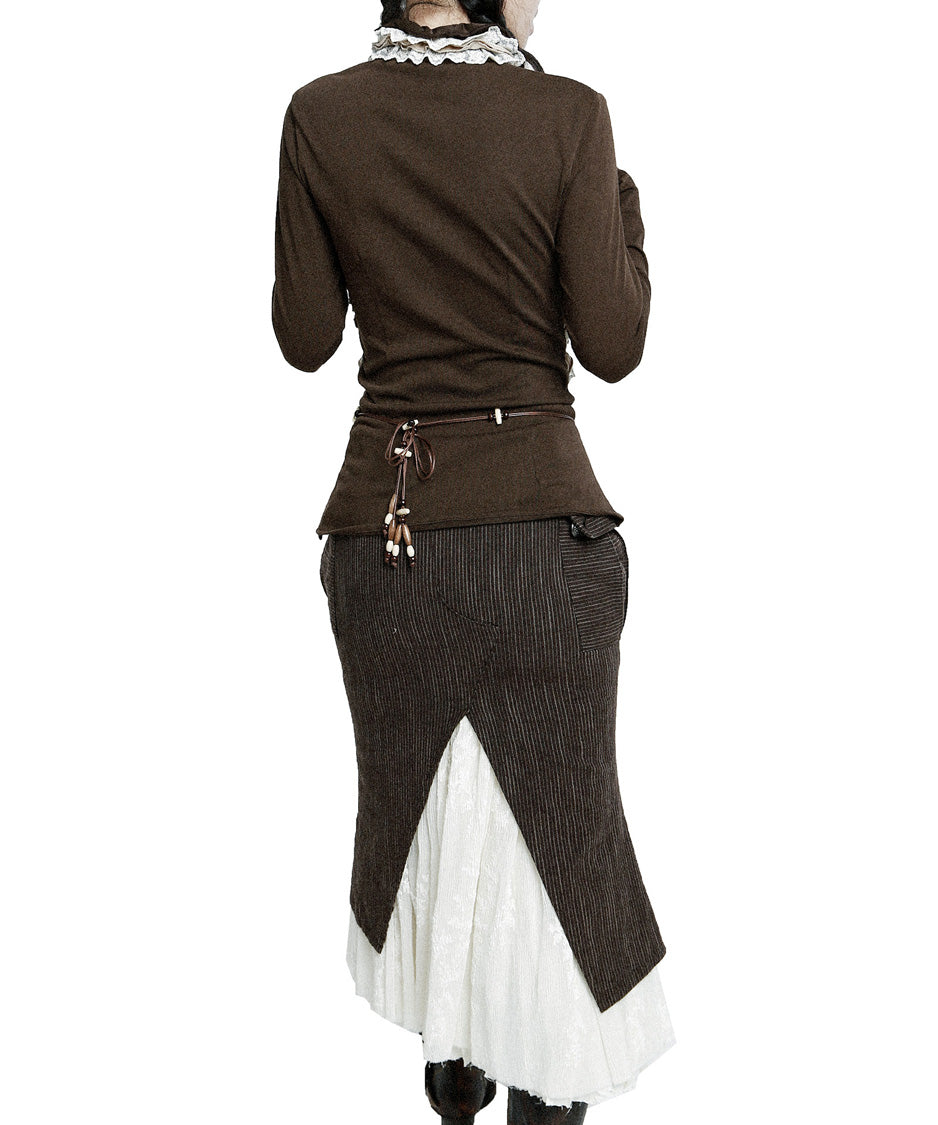 Ivory Cascade Blouse — Brown — 7