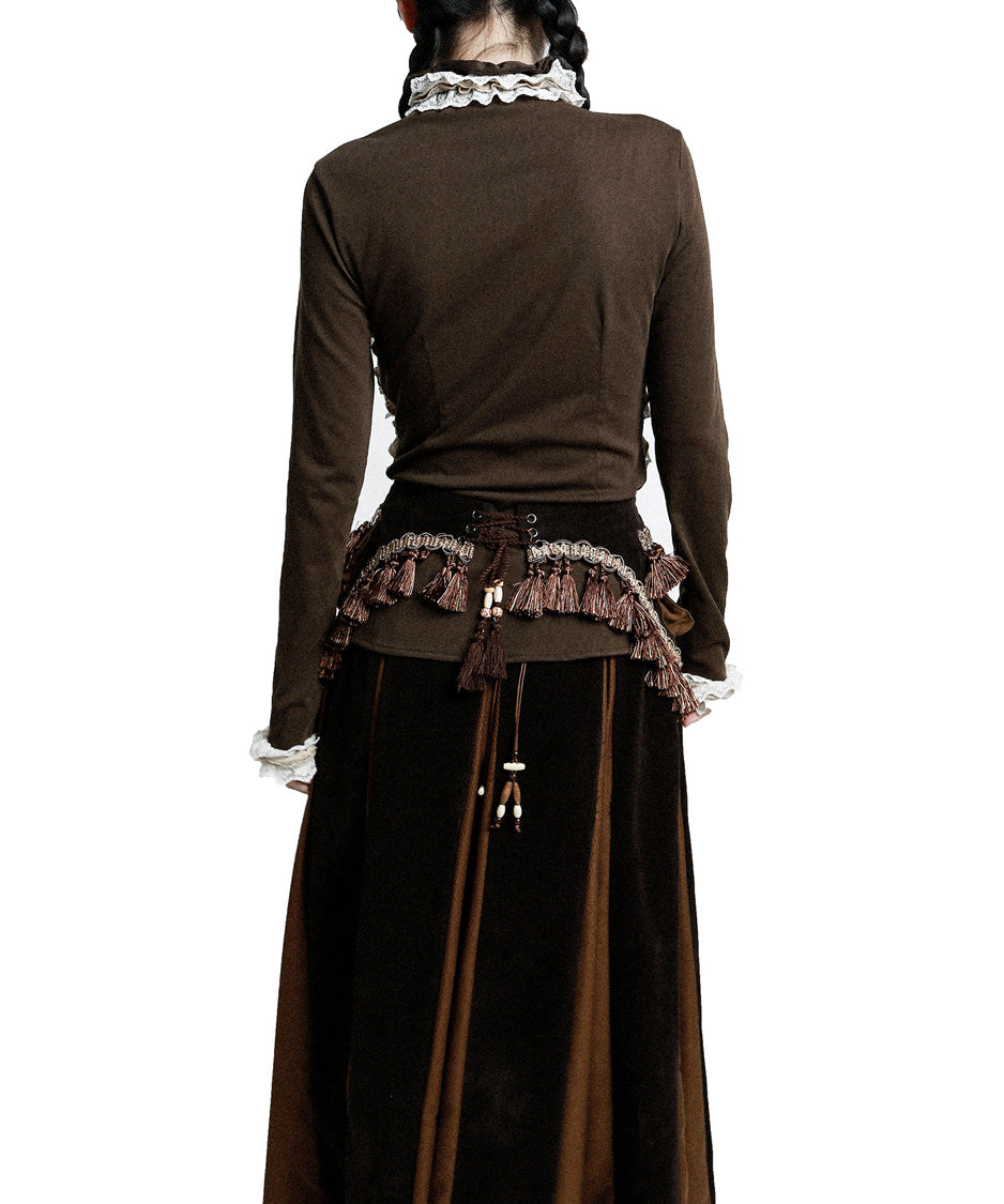 Ivory Cascade Blouse — Brown — 8