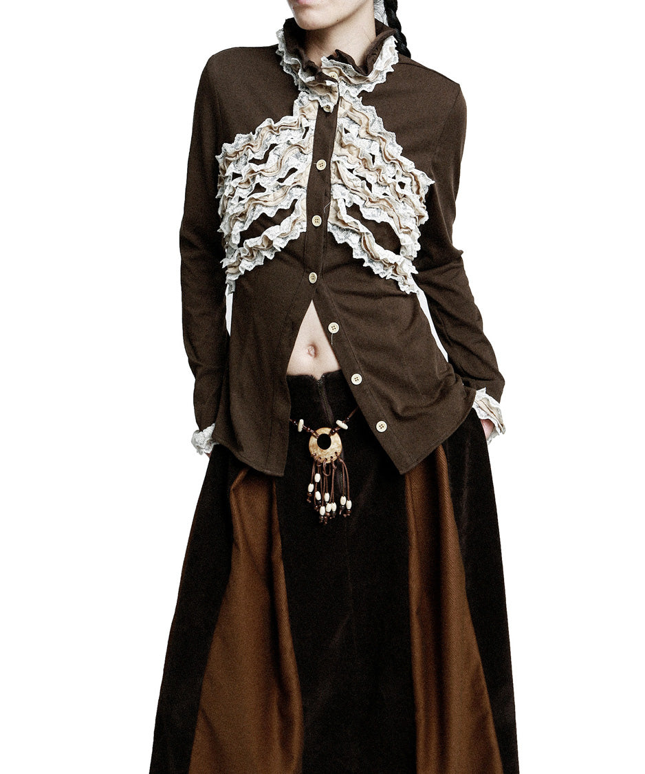 Ivory Cascade Blouse — Brown — 10