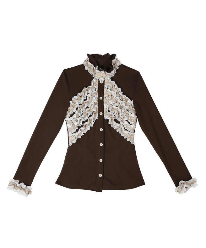 Ivory Cascade Blouse — Brown — 11