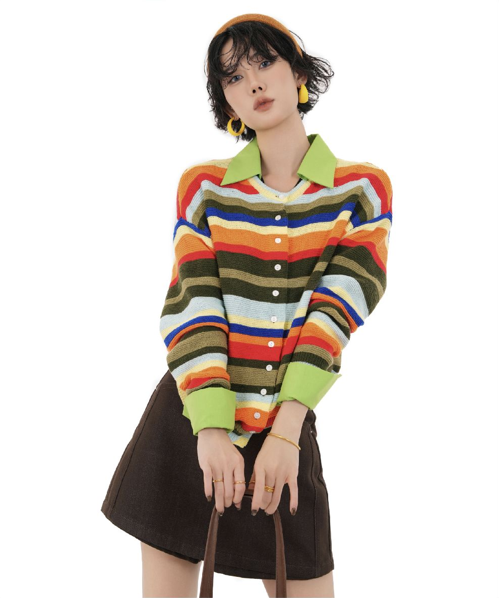 Rainbow Stripe Cardigan — Multi — photo 3