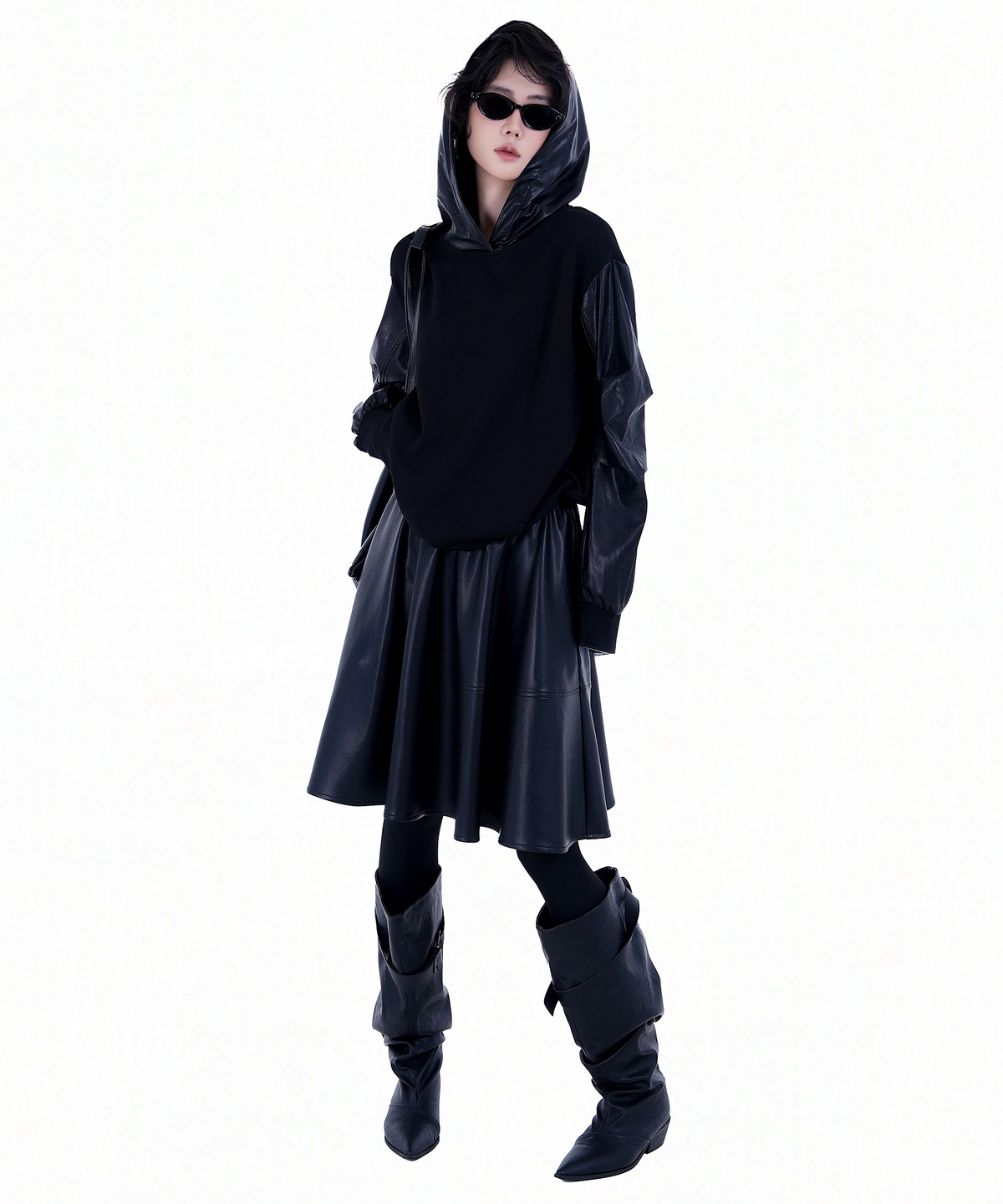 Contrast Sleeve Hoodie — Black — photo 10