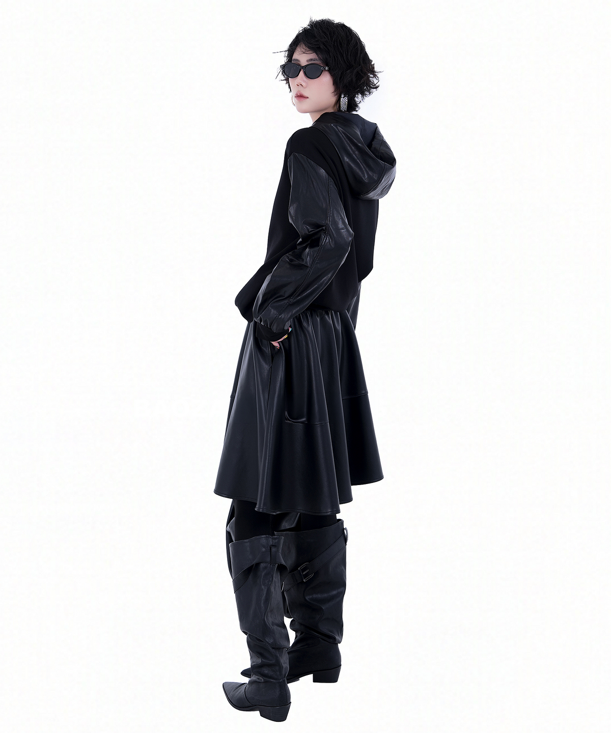 Contrast Sleeve Hoodie — Black — photo 11