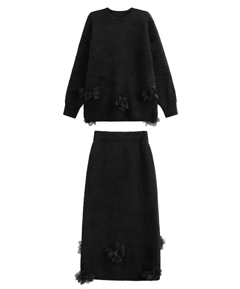 Three-dimensional Flower Top &amp; Skirt