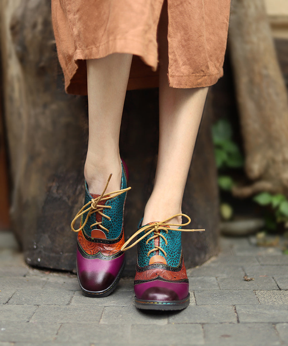 Color Stitch Blocking Bootie