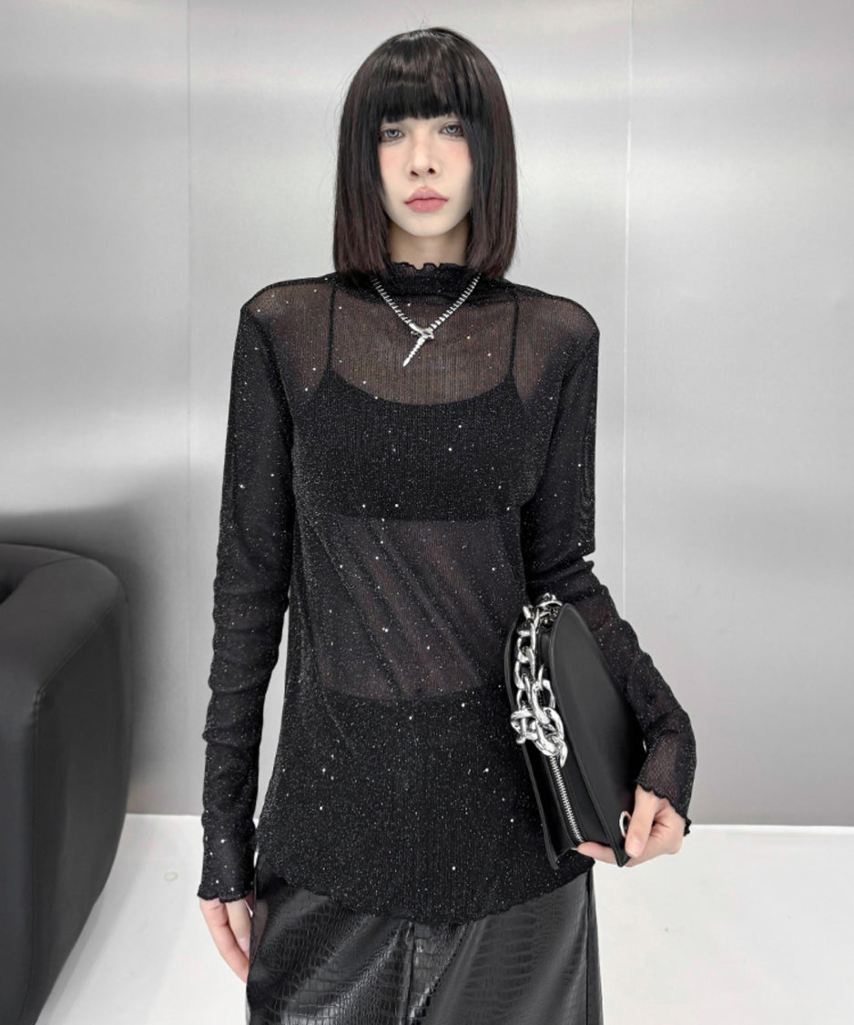 Shiny Turtleneck Top