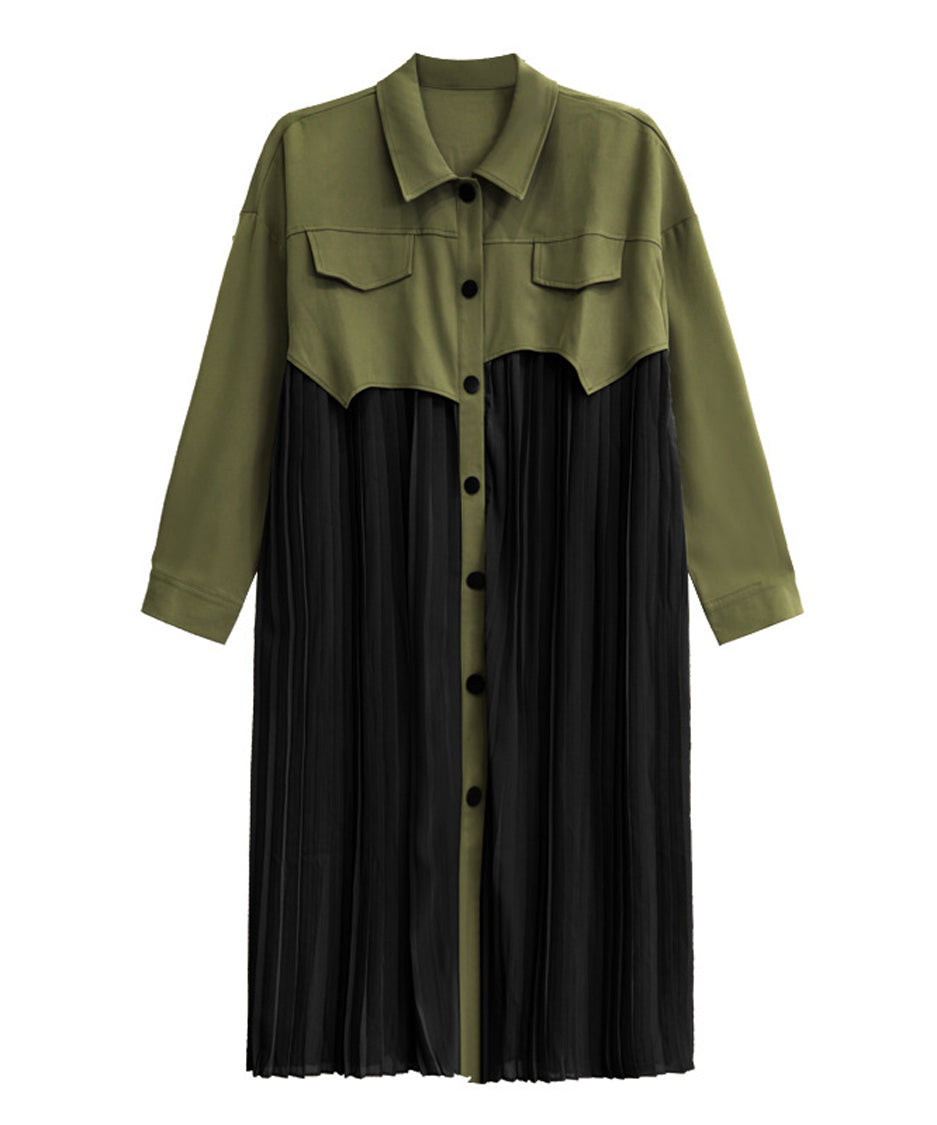 Pleated Patchwork Long Blouse