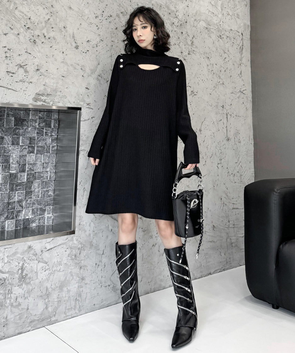 Half Turtleneck Knit Dress