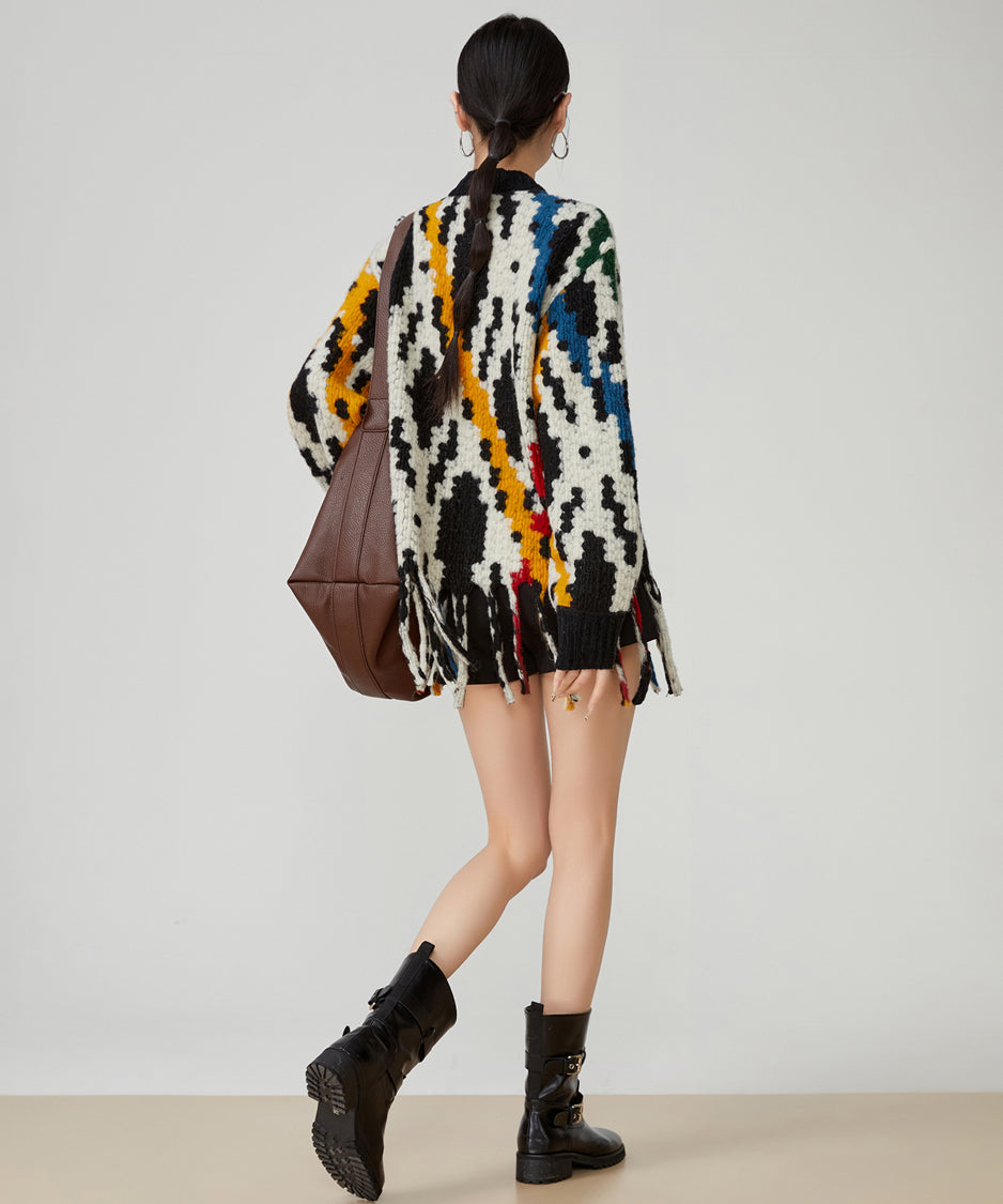 Jacquard Tassel Sweater