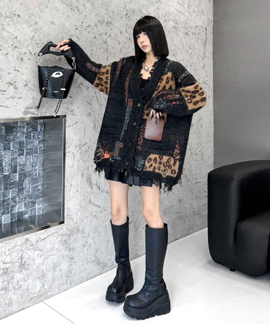 Leopard Patchwork Cardigan
