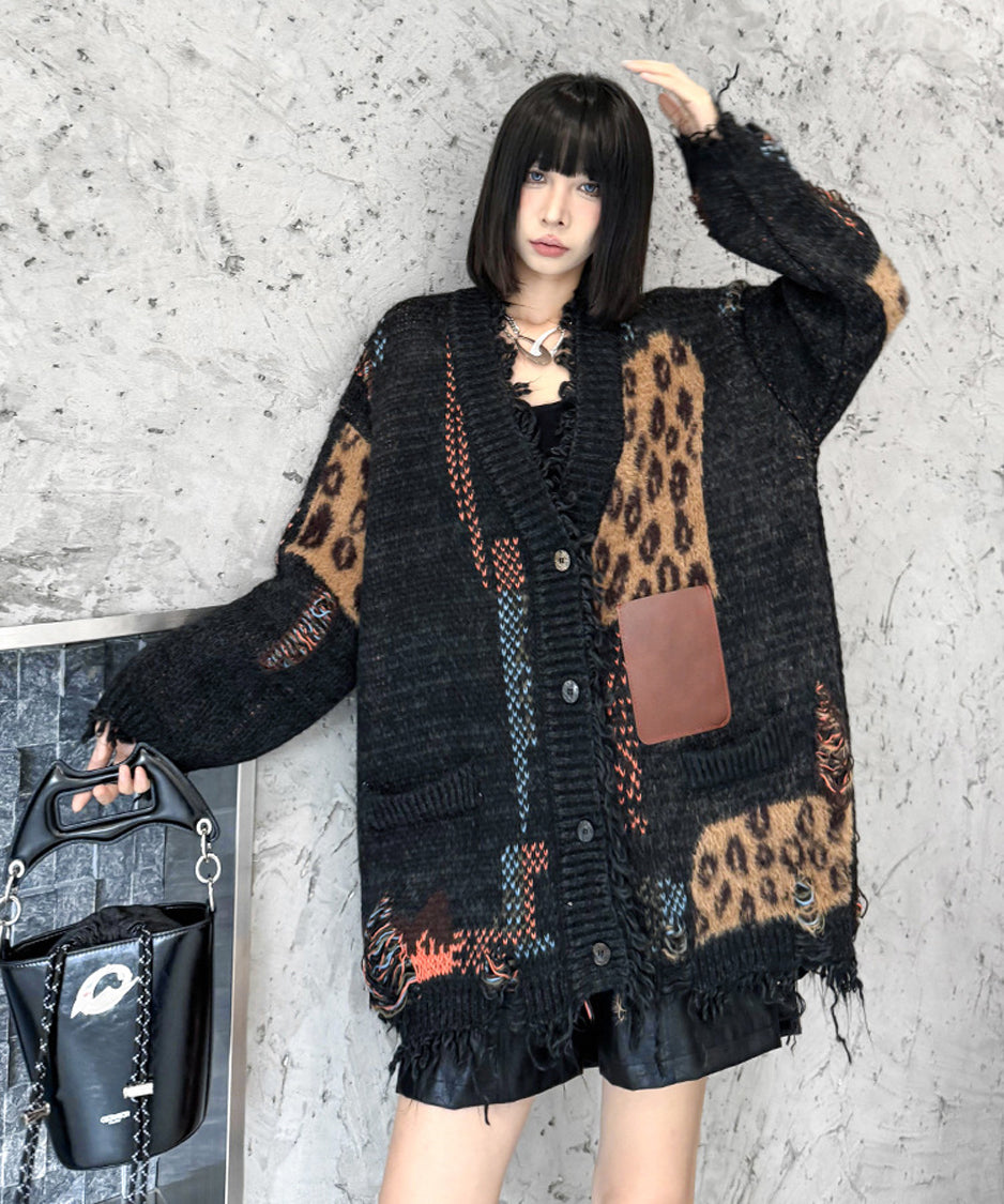 Leopard Patchwork Cardigan