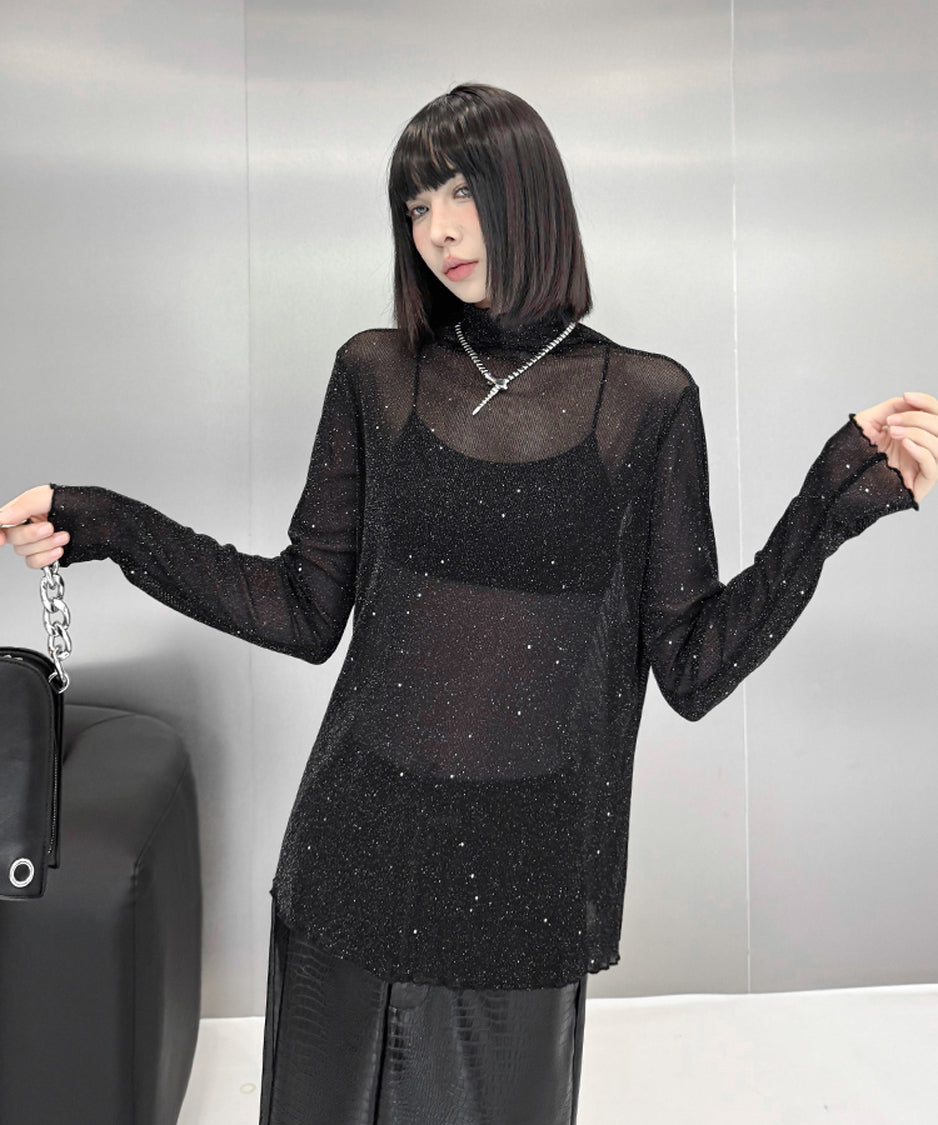 Shiny Turtleneck Top