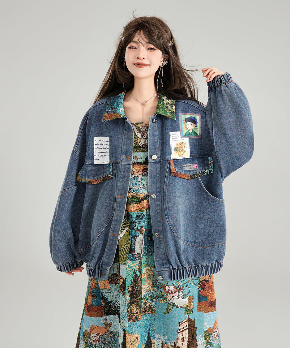 Jacquard Ribbon Denim Jacket