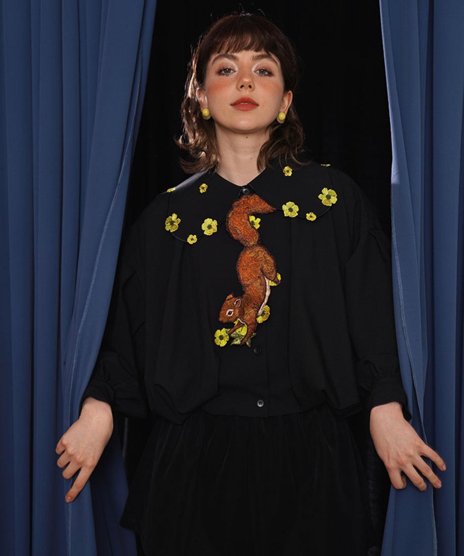 Squirrel Embroidered Tie