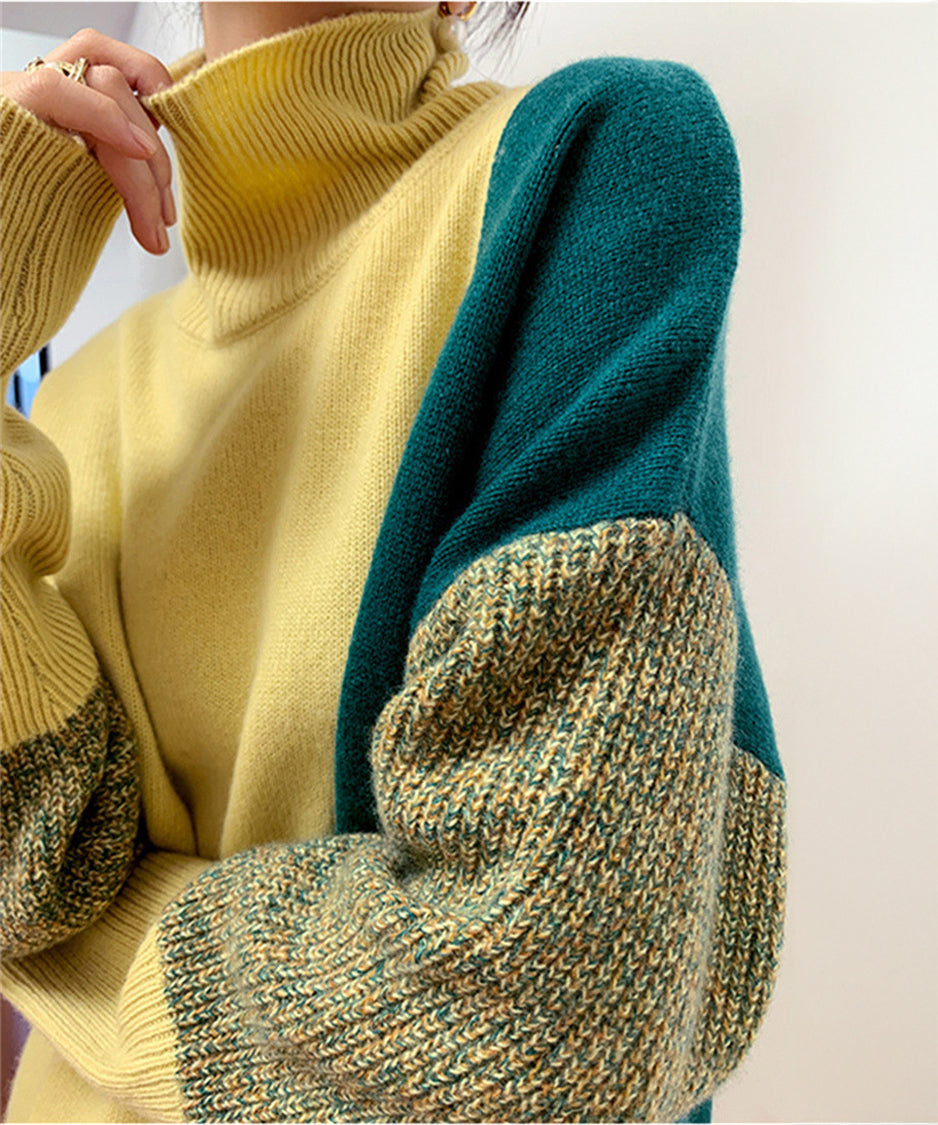 CULLNI】EX.COLOR BLOCK TURTLE KNIT