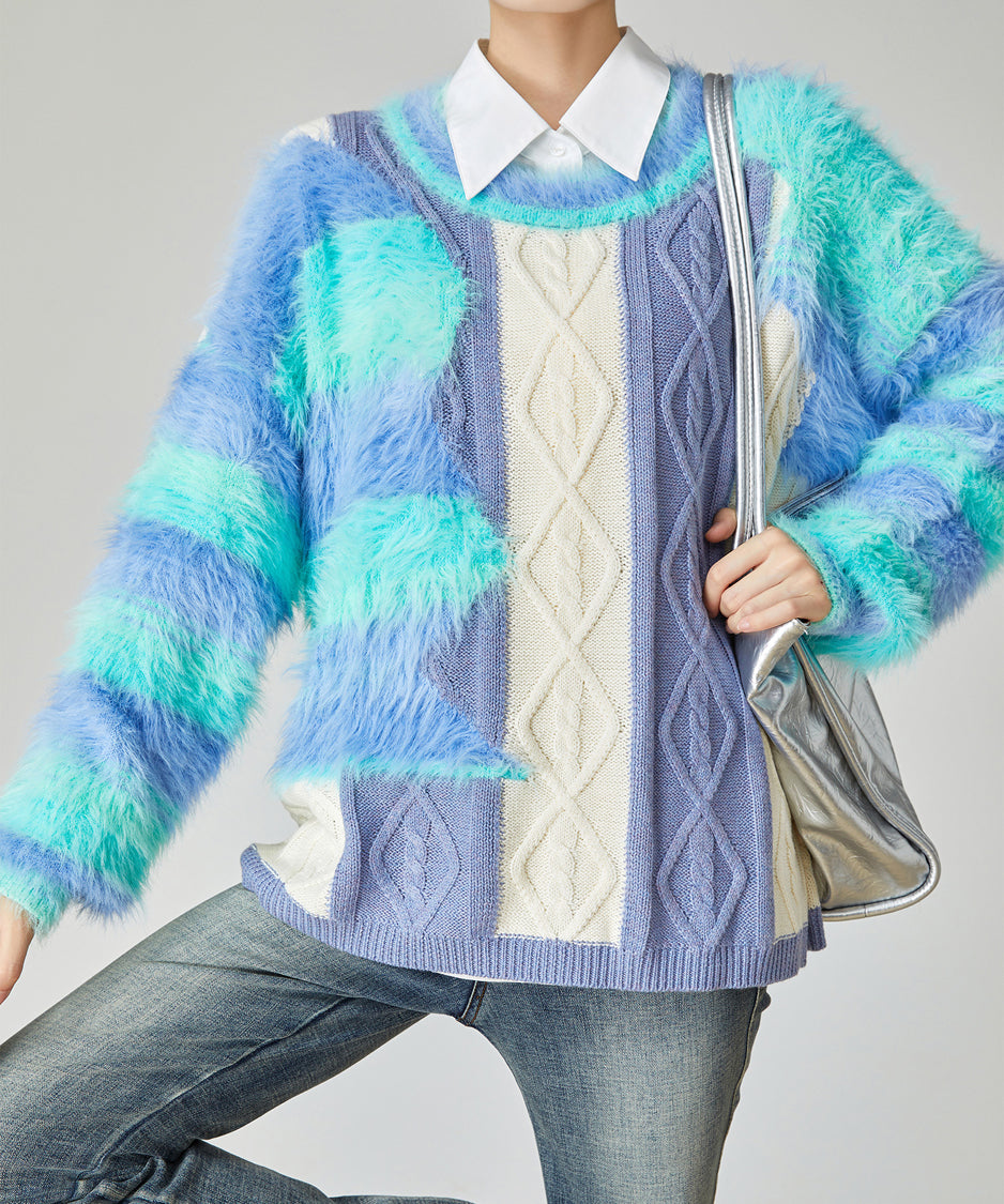 Fairy Irregular Contrast Sweater