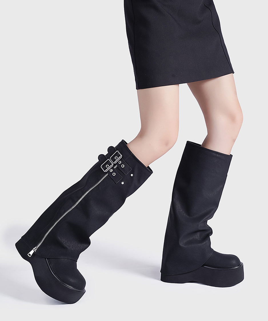 Zip Design Cover Boots