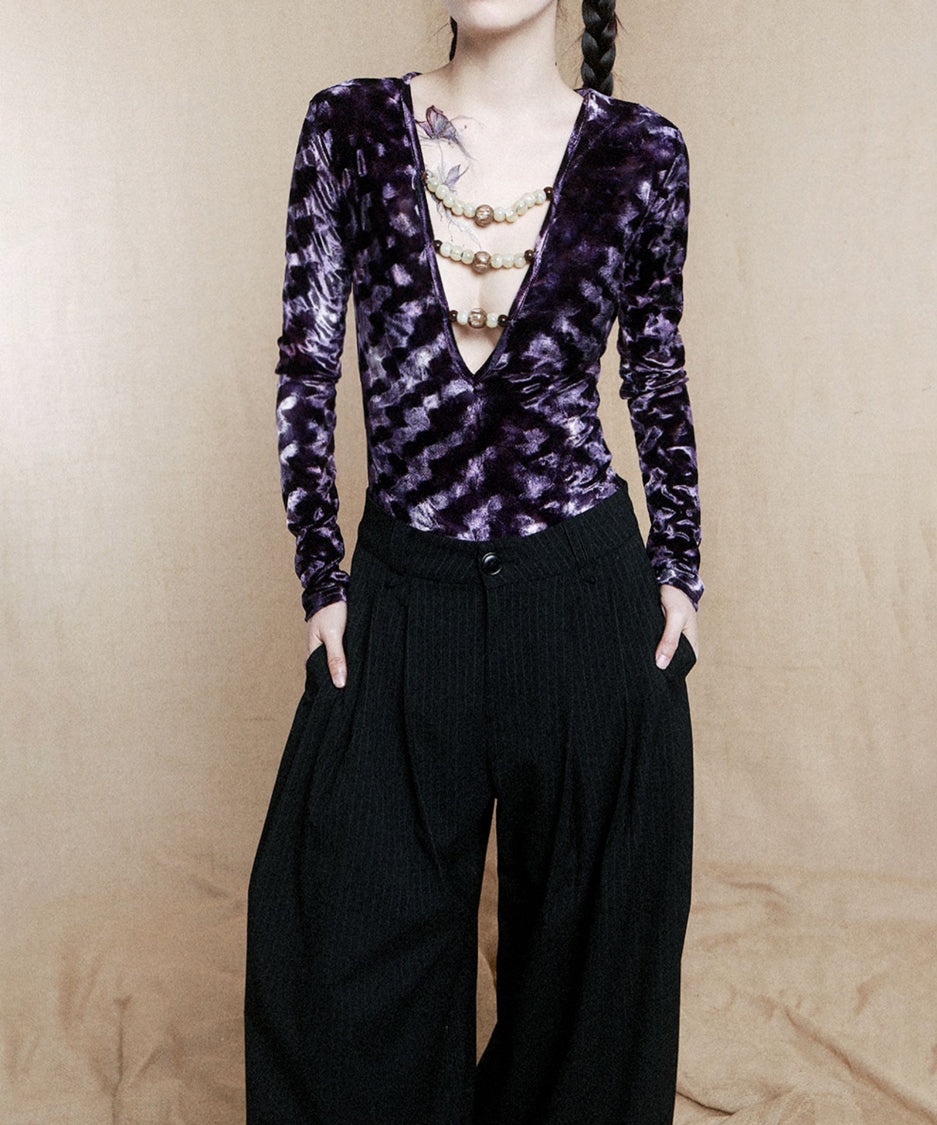 Beaded Low V-neck Hollow Jumpsuit