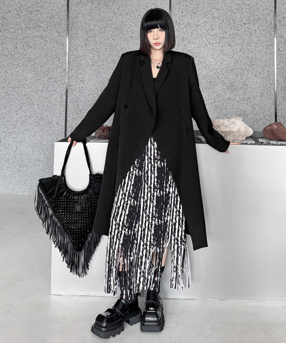 Solid Collar Long Jacket